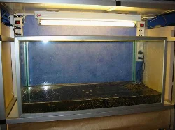 Here the tank is in place in the tank rack, being filled with water
